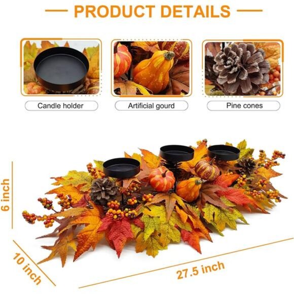 Thanksgiving Centerpiece Fall Table Decorations, Artificial Gourd, Pumpkins, - Picture 3 of 8